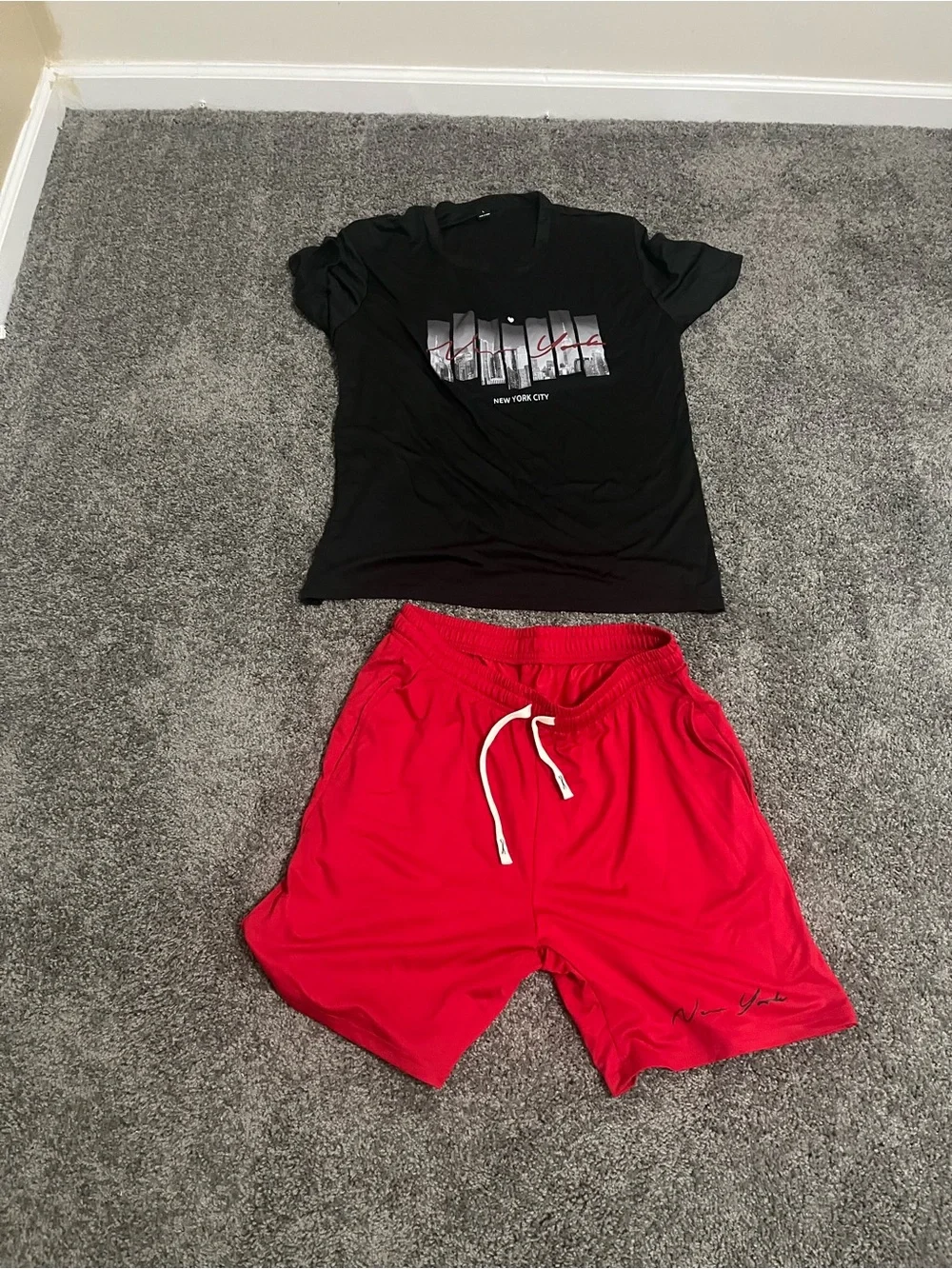 Men's Red Drawstring Athletic Shorts